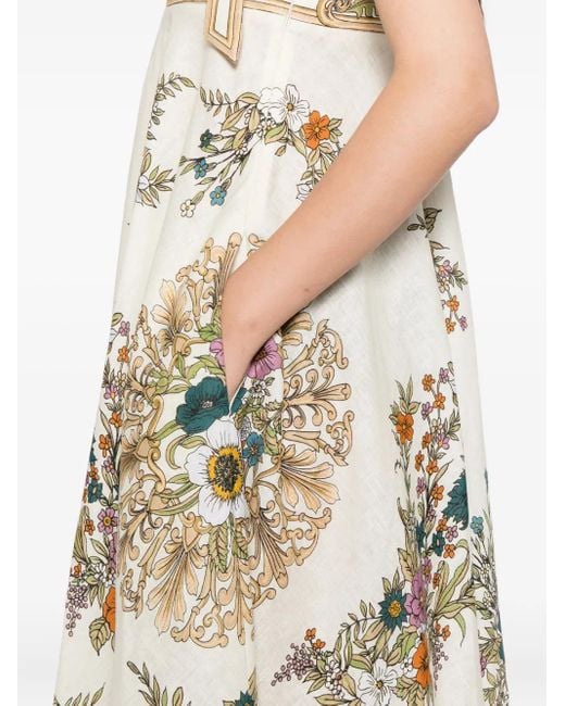 ALÉMAIS Natural Floral Tie-Strap Sundress