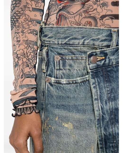 R13 Blue Crossover High-Rise Cropped Jeans