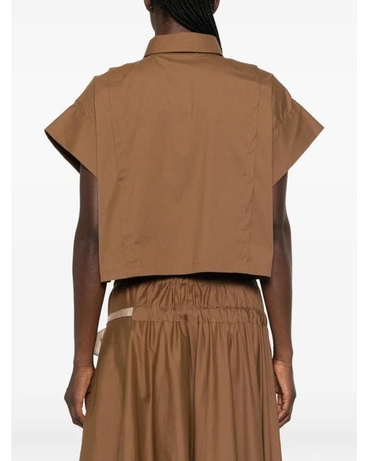 iBlues Brown Cropped Button-Down Shirt