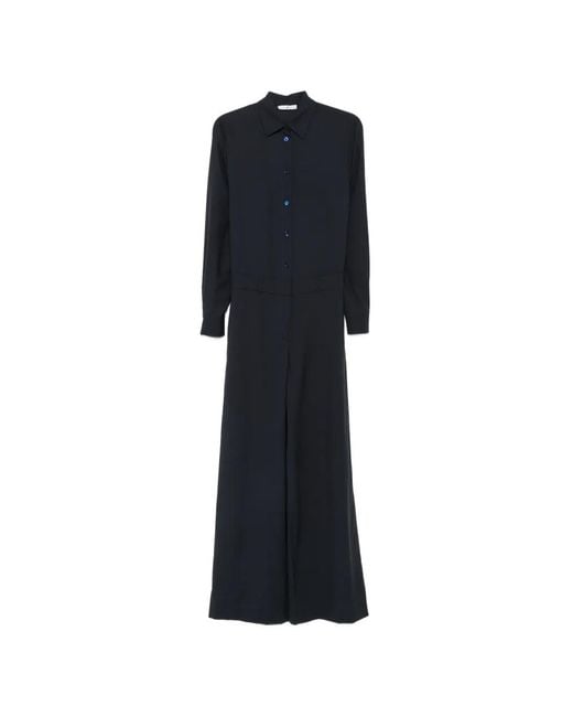 PT Torino Black Long-Sleeve Button-Up Jumpsuit