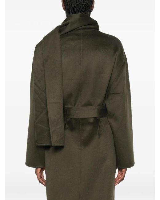 The Dynamis Studio Green Scarf-Detail Belted Coat