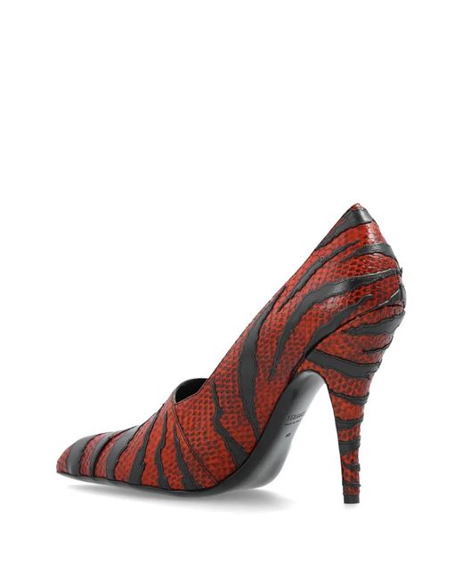 Versace Brown Tigre Python-Effect Leather Pumps 105Mm