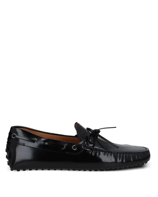 Tod's Black Gommino Tie-Detail Boat Shoes for men