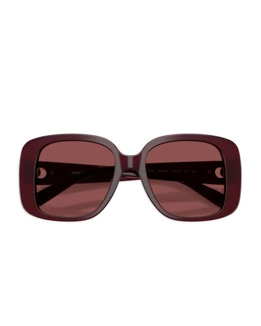 Tory Burch Purple Embellished Square-Frame Sunglasses