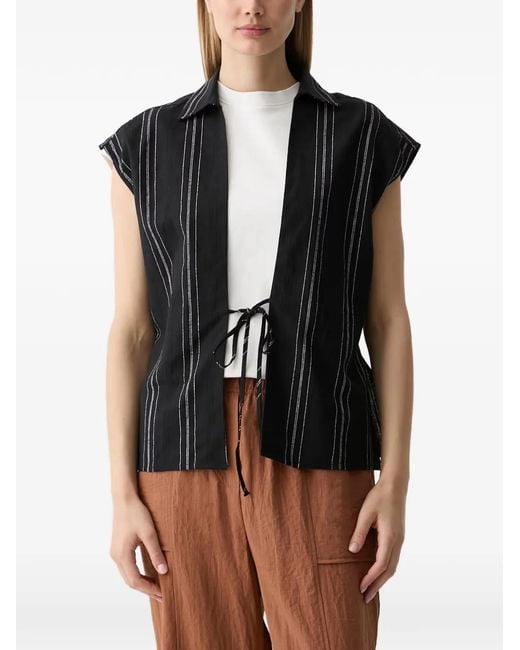 Benetton Black Striped Tie-Fastening Top