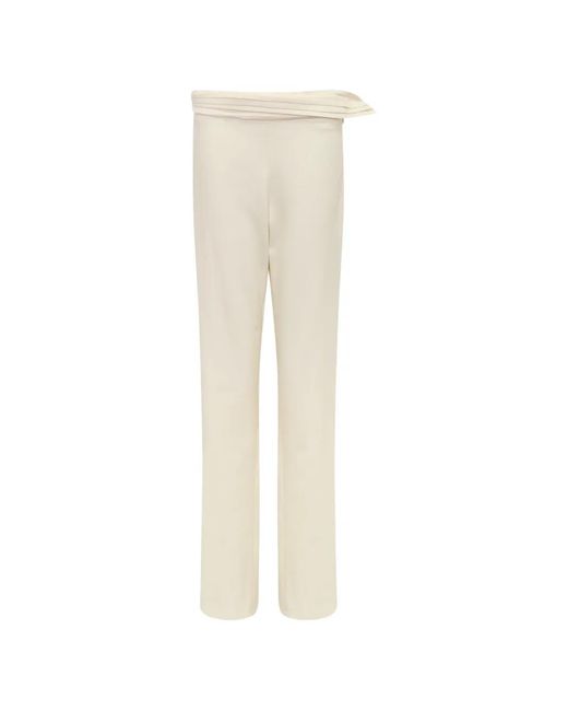 Stolen Stores White Kaia Pleated Asymmetric-Waistband Trousers