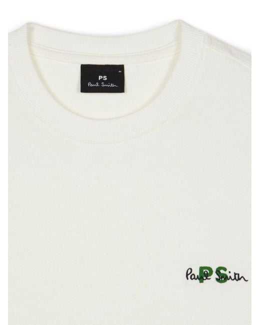 Paul Smith White Logo-Embroidered T-Shirt for men