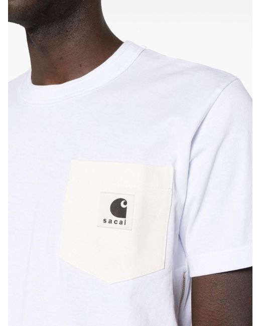 Sacai White X Carhartt Wip Cotton T-shirt for men
