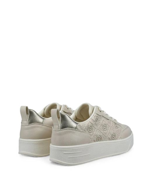 Bugatti White Monogram-Embossed Metallic-Effect Sneakers
