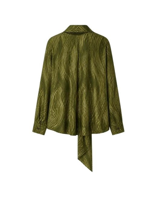 RETORI Green Printed Scarf-Detail Blouse