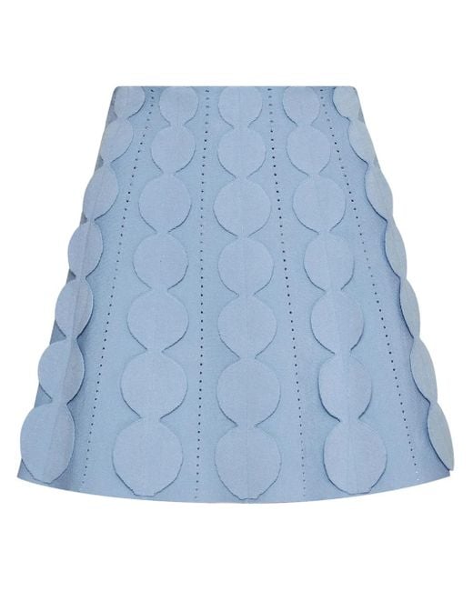 Oscar de la Renta Blue Geometric Circle Knitted Skirt