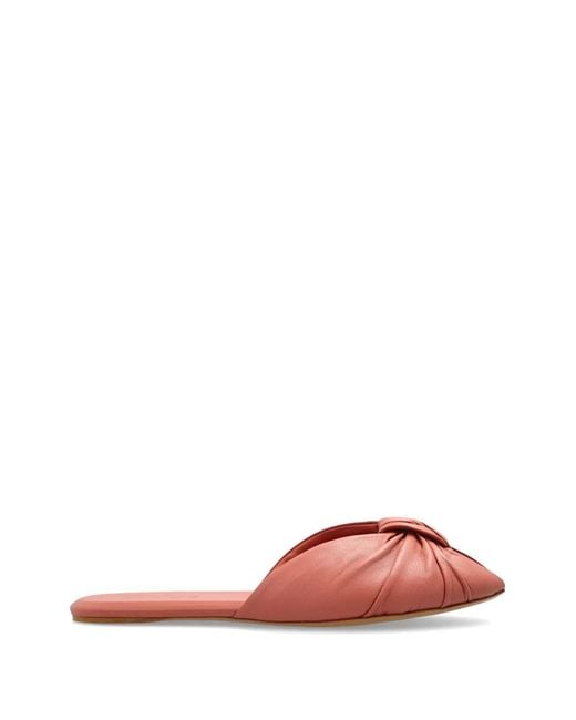 Chloé Pink Suzie Knotted Leather Slides