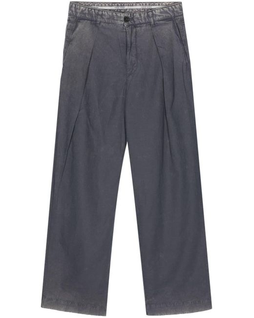 WOOD WOOD Blue Fraser Mid-rise Wide-leg Trousers for men