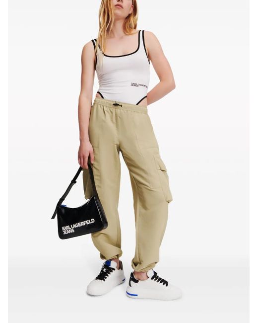 Karl Lagerfeld Natural Straight-Leg Cargo Trousers