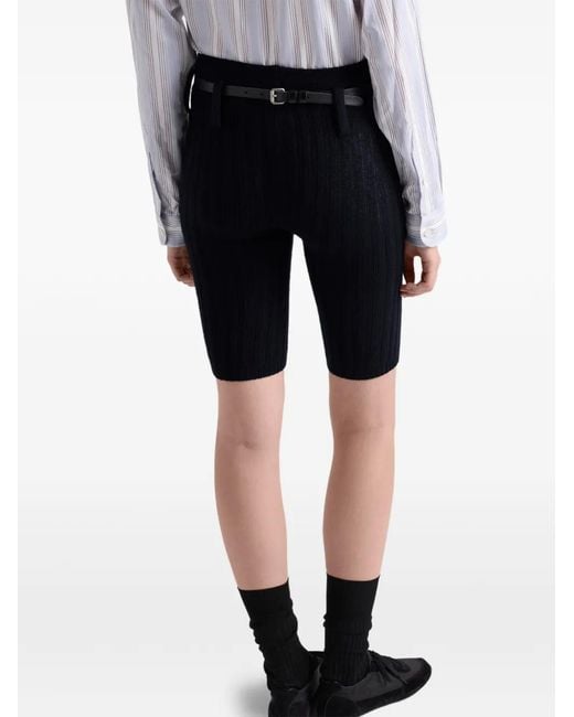 Prada Black Wool And Cashmere Short Leggings