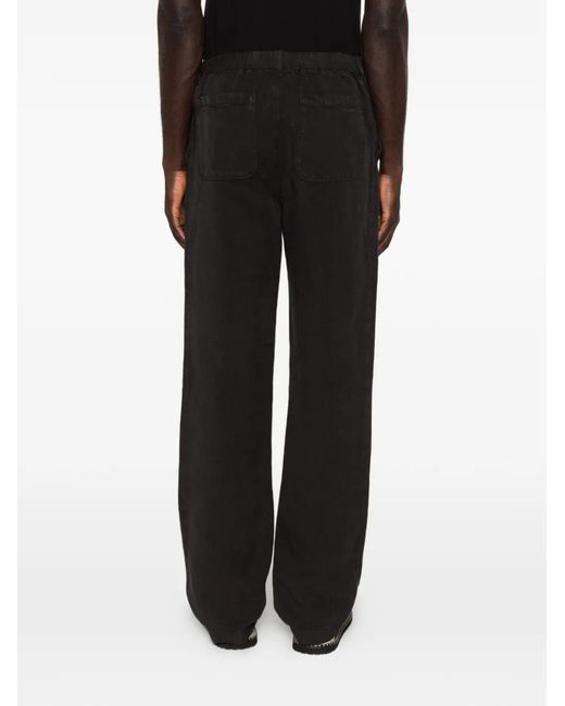 120% Lino Black Straight-Leg Trousers for men