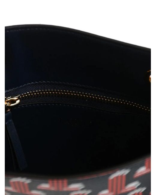 Lanvin Red Faux-Leather Shoulder Bag With Monogram Pattern