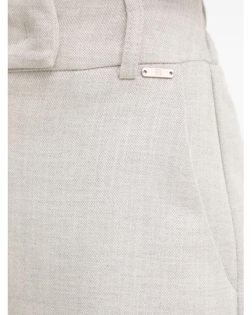 Fracomina White Pressed-Crease Wide-Leg Trousers