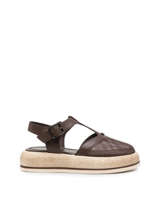 SERGIO MORETTI FIRENZE Brown Mesh-Panelled Platform Sandals
