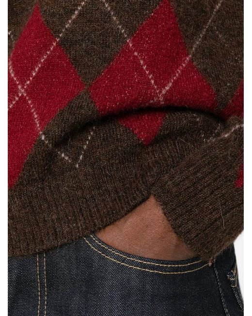 Yerse Red Pullover Mit Argyle-Muster