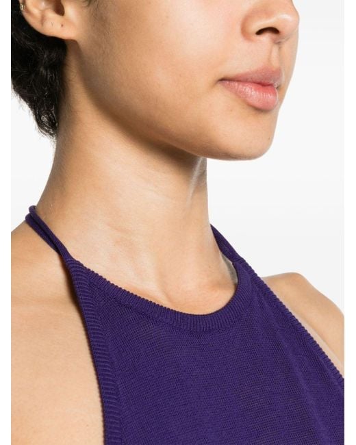Lemaire Purple Open-back Knitted Halterneck Top