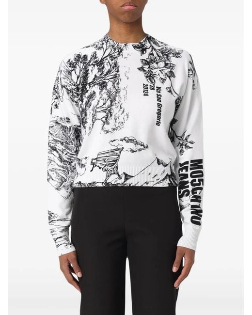 Moschino Gray Sweat À Imprimé Graphique
