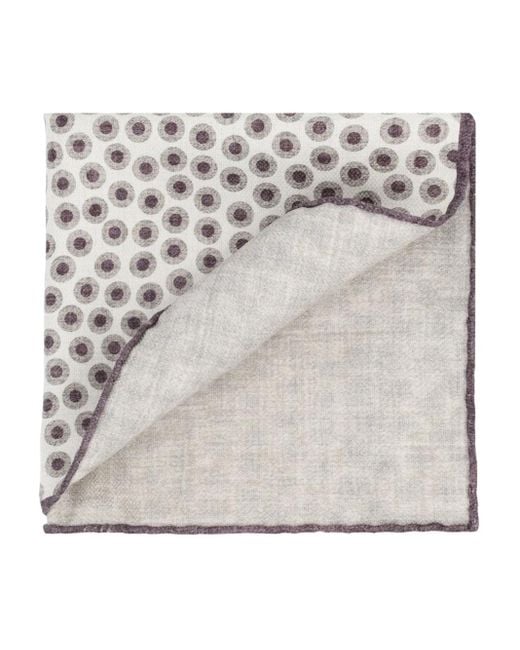 Brunello Cucinelli Gray Polka-Dot Pocket Square for men