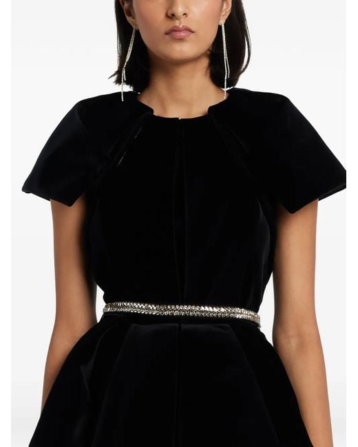Dice Kayek Black Flounce Embellished Dress