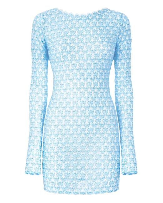 Missoni Blue Crochet Long-Sleeve Mini Dress