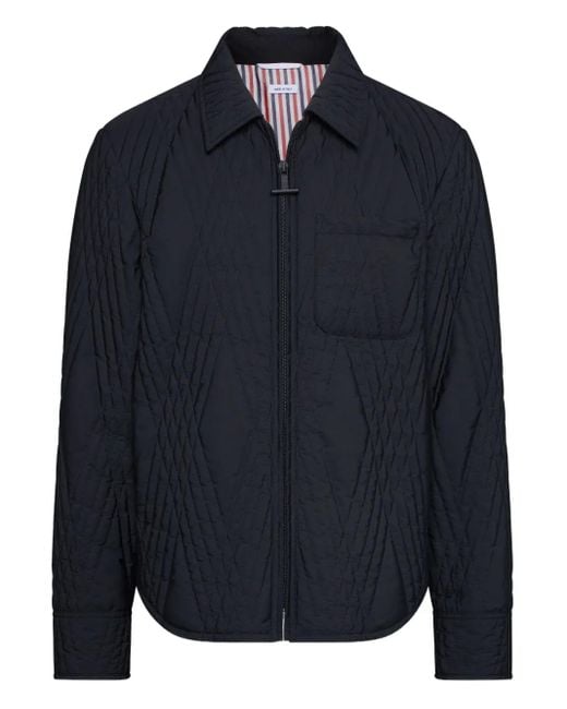Thom Browne Blue Quilted Diamond-Pattern Jacket for men