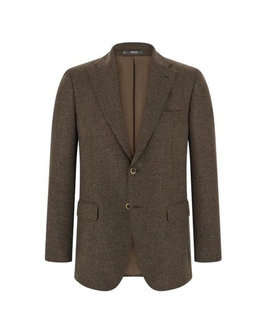 Boggi Brown Blazer Micro Patterned Wool Cashmere for men