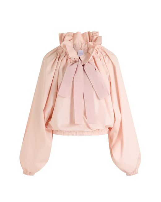 Patou Pink Ruffled Bow-Detail Top