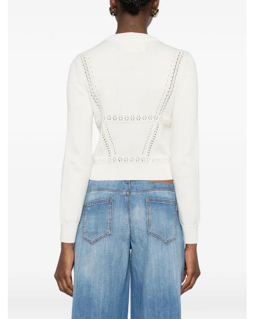 Ermanno Scervino White Silk Cotton Cardigan