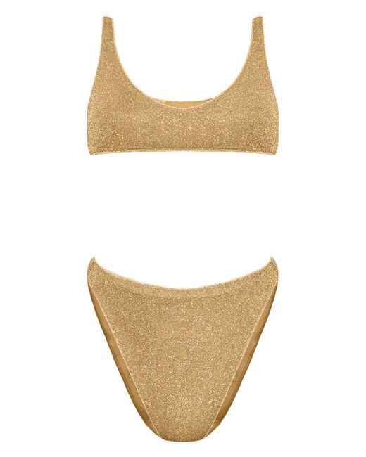 Oseree White Lumiere Sporty 90S Lurex Bikini
