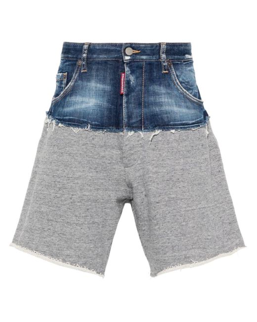 DSquared² Blue Panelled Cotton Shorts for men