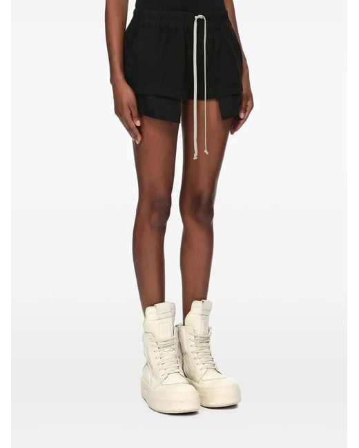 Rick Owens Black Layered Drawstring Shorts