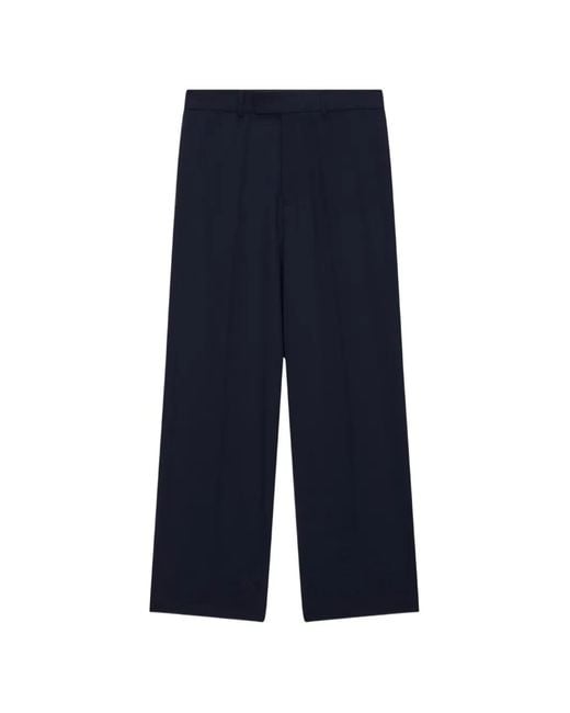 MSGM Blue Belt-Loop Wide-Leg Trousers for men