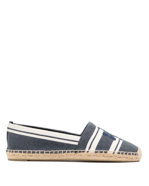 Tory Burch Logo-embroidered Flat Espadrilles in het White