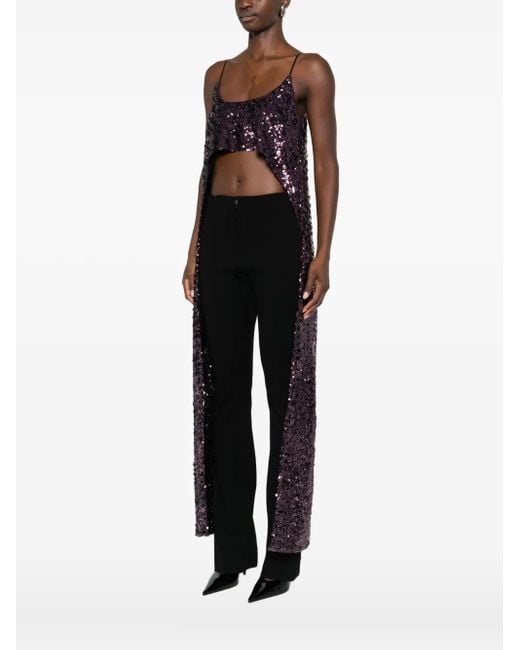 Rabanne Purple Sequinned Sleeveless Top