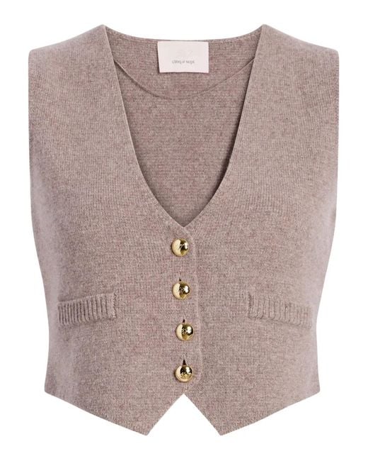 Cinq À Sept Gray Mykah Cashmere Buttoned Gilet