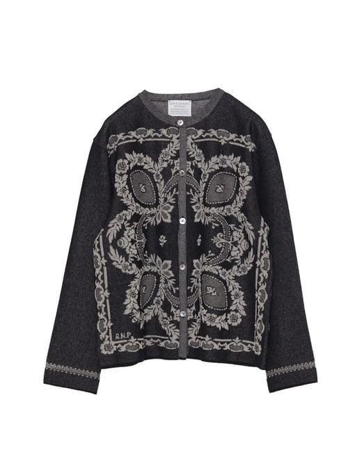 Antipast Black Floral-Intarsia Cardigan