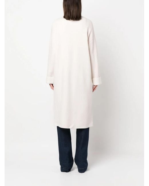 Philo-Sofie Cashmere White Wool-Cashmere Blend Mid-Length Coat