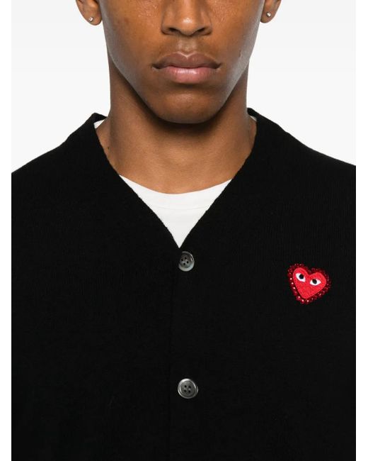 COMME DES GARÇONS PLAY Black Heart-Emblem Rhinestone-Embellishment Cardigan