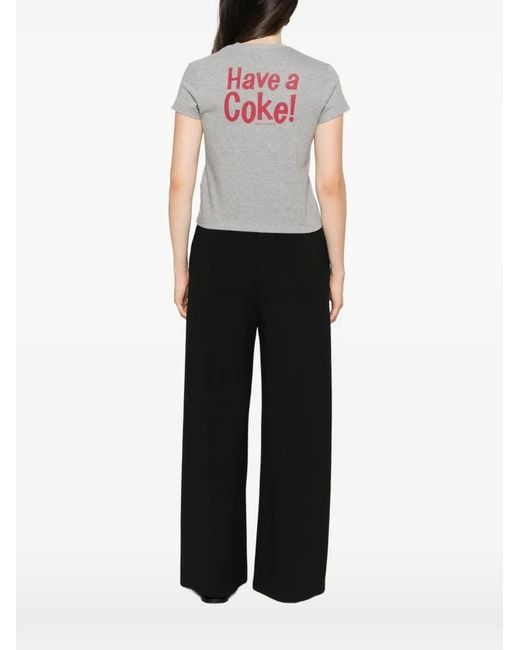 Re/done Gray X Coca Cola Slogan-Print T-Shirt