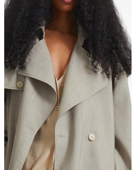 Frankie Shop White Double-Breasted Belted Coat