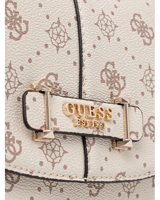 Guess White Logo-Pattern Chain Satchel