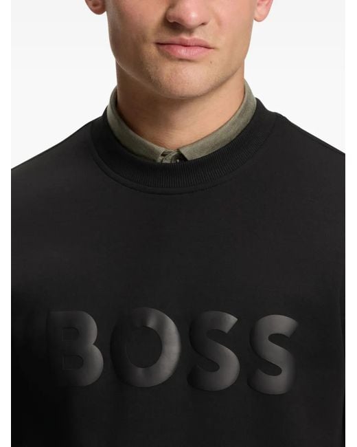 Boss Black Logo-Print Crew-Neck Sweatshirt for men