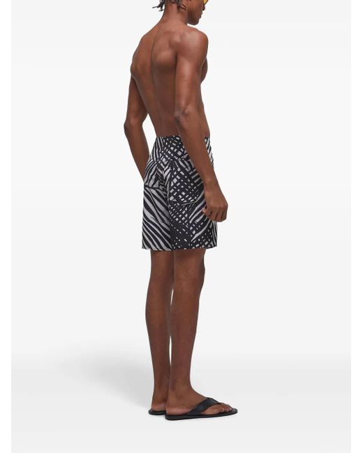 Osklen Black Palm Tree-Print Swim Shorts for men