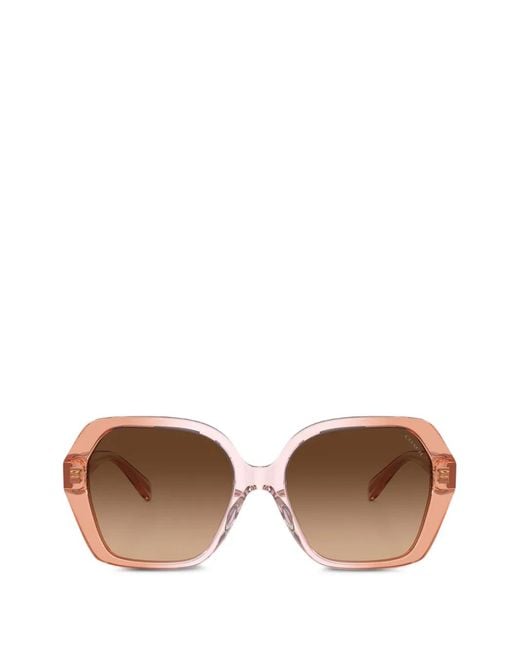 COACH Brown Signature Ombré Geometric-Frame Sunglasses