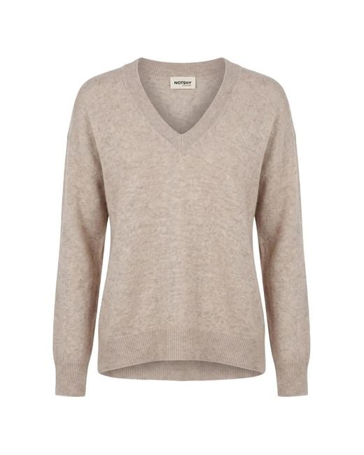 Not Shy Natural V-Neck Cashmere Sweater